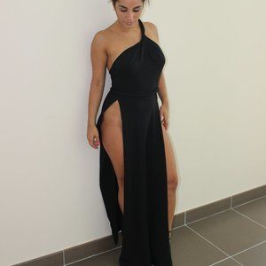 Black High Slit Maxi